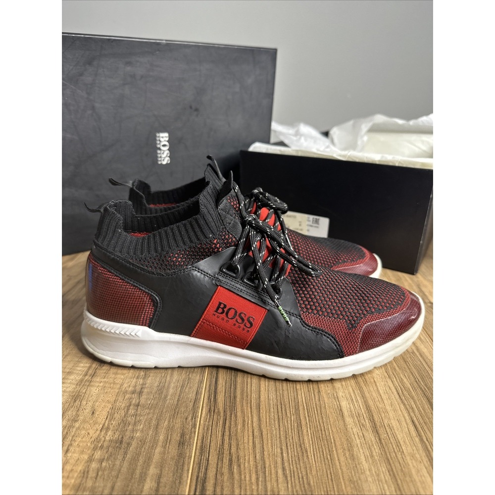 HUGO BOSS EXTREME RUN KNIT Men's Shoes Low Top Sneakers US 8 Carbon Fibre W/Box